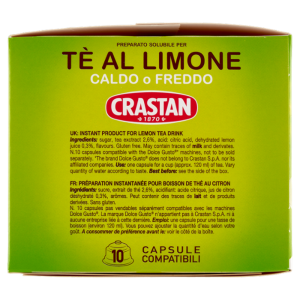 Crastan Preparato Solubile per Tè al Limone Capsule Compatibili con macchine Dolce Gusto 10 x 12 g