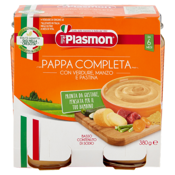 Plasmon Pappa Completa con Verdure, Manzo e Pastina 2 x 190 g