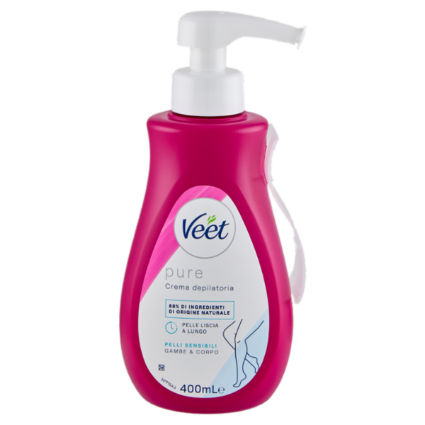 Veet Crema Depilatoria Pelli Sensibili, per Gambe, Braccia, Ascelle e Zona Bikini, 400 ml