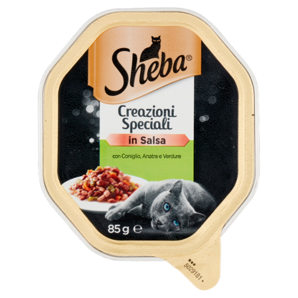 Sheba Creazioni Speciali Cibo Umido Gatto in Salsa con Coniglio, Anatra e Verdure 85 g