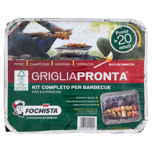 Fochista Grigliapronta Kit Completo per Barbecue 1 pz