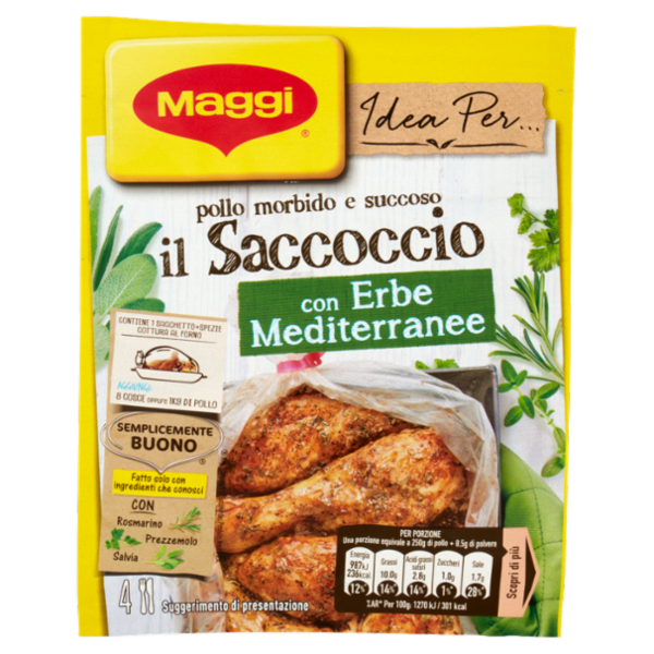 MAGGI il Saccoccio con Erbe Mediterranee Sacchetto e spezie per Pollo al Forno 1 pezzo 34 g