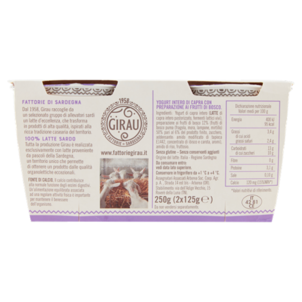 Girau Yogurt di Capra Frutti di Bosco 2 x 125 g