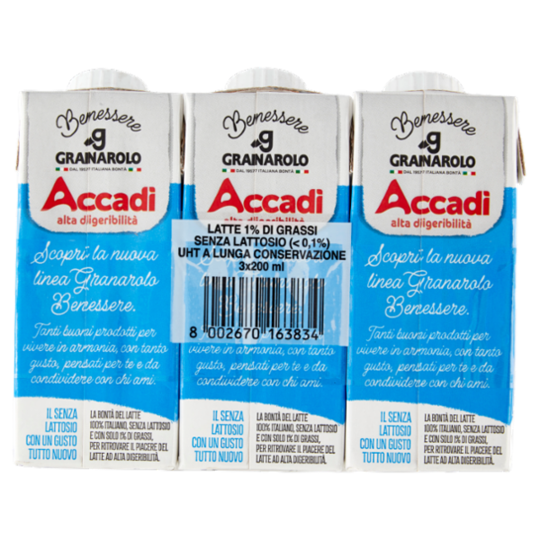 Accadì Benessere Senza Lattosio 1% di Grassi 3 x 200 ml