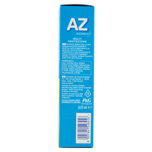AZ Ricerca Dentifricio Multi Protezione Scudo Protettivo Famiglia 2x75 ml