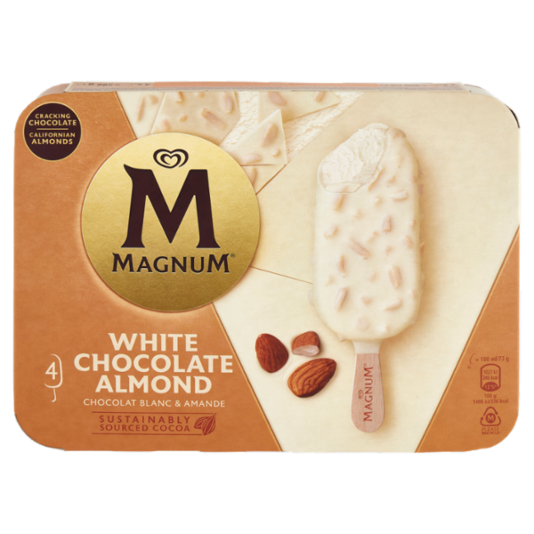Magnum White Chocolate Almond 4 Gelati 292 g