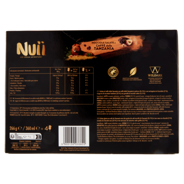 NUII Nocciole Salate e Caffè della Tanzania 4 x 66,5 g