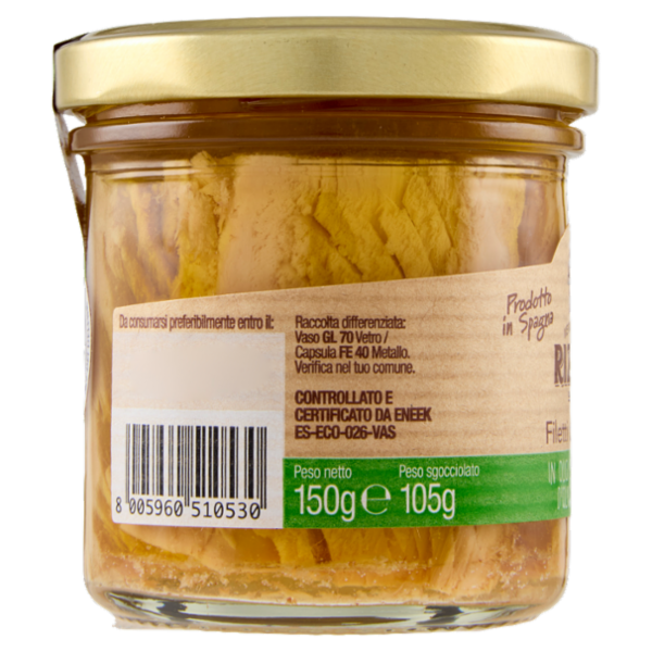 Rizzoli Filetti di Tonno in Olio Extra Vergine d'Oliva Biologico 150 g
