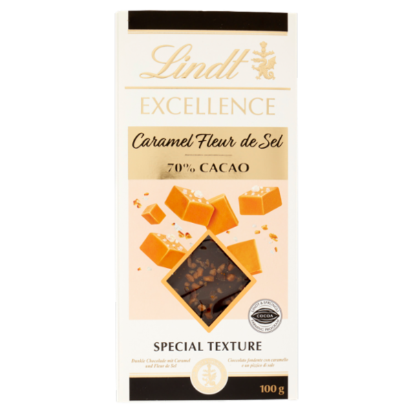 Lindt Excellence Tavoletta Cioccolato Fondente Caramello e Sale 100 g