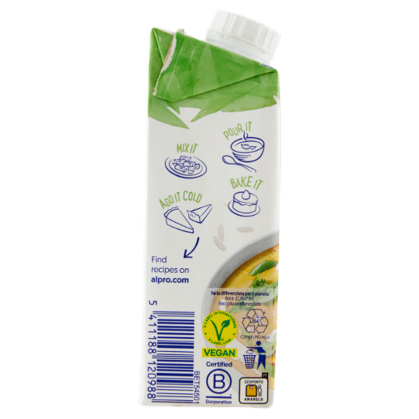ALPRO Cooking Riso, Panna da Cucina 100% Vegetale al Riso, Naturalmente Senza Lattosio, 250 ml