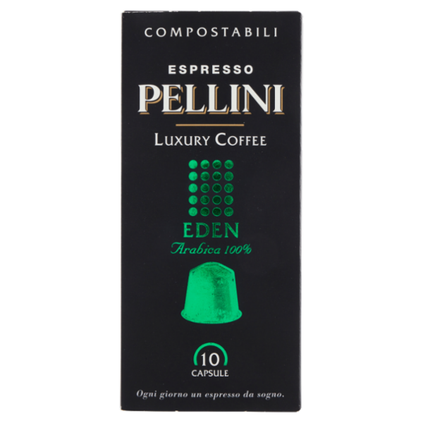 Pellini Espresso Luxury Coffee Eden Arabica 100% 10 Capsule Compostabili 50 g