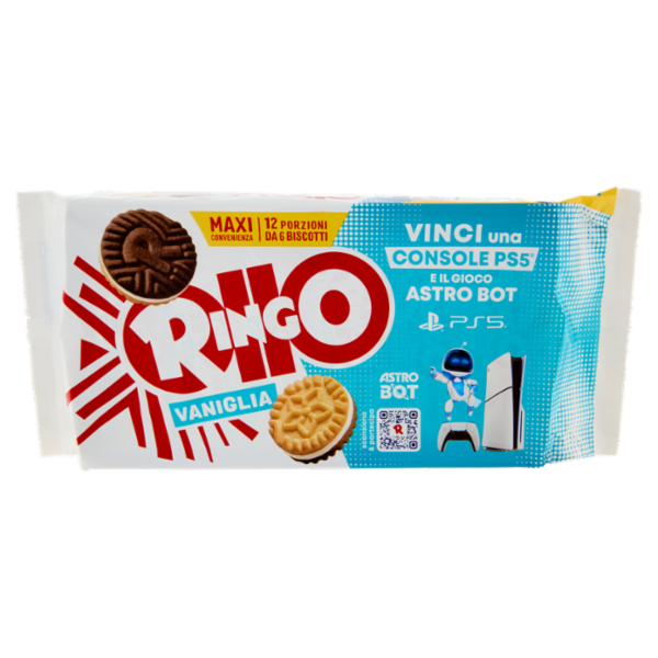 Ringo Vaniglia Biscotti Farciti con Crema Vaniglia Snack Merenda 12porz.660g Limited edition Netflix