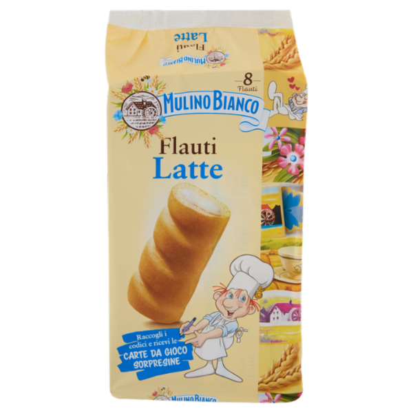 Mulino Bianco Flauti Latte Merenda con 100% Latte Fresco Italiano 8 pezzi 280g