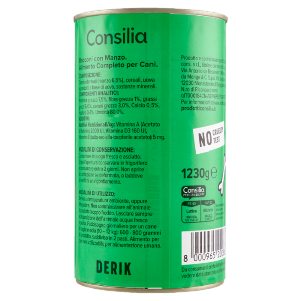 Consilia Derik Bocconi per Cane con Manzo 1230 g