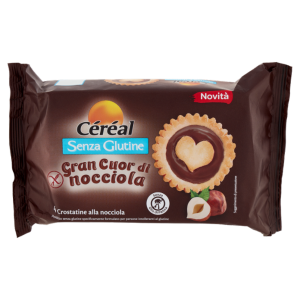 Céréal Senza Glutine Crostatine Gran Cuor di nocciola, senza olio di palma, 4 monodose x 37,5 g