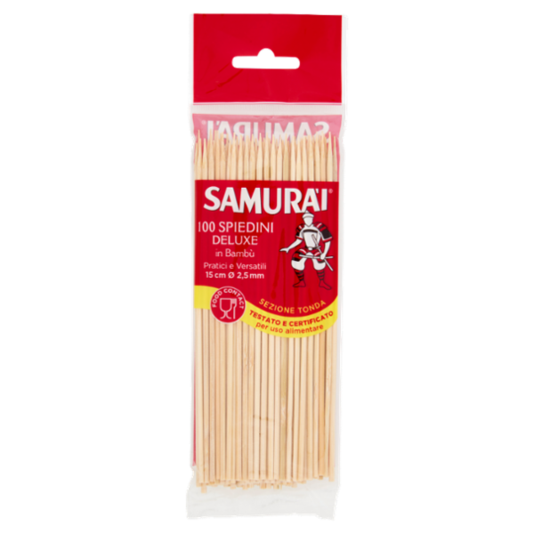 Samurài Spiedini Deluxe in Bambù Sezione Tonda 15 cm Ø 2,5 mm 100 pz