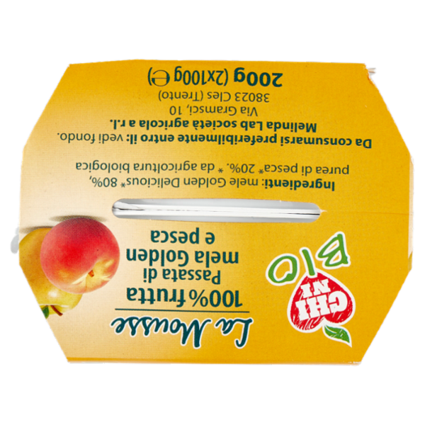 Chini Bio la Mousse 100% frutta Passata di mela Golden e pesca 2 x 100 g
