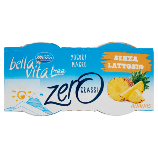 bella vita free Yogurt Magro Senza Lattosio Zero Grassi Ananas 2 x 125 g