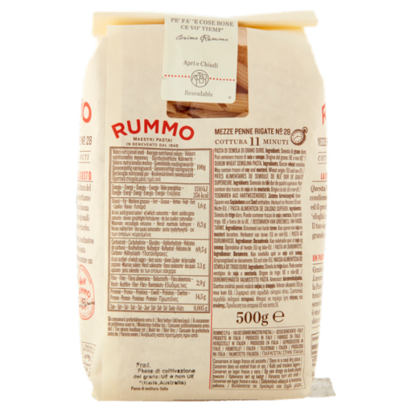 Rummo Mezze Penne Rigate N° 28 500 g