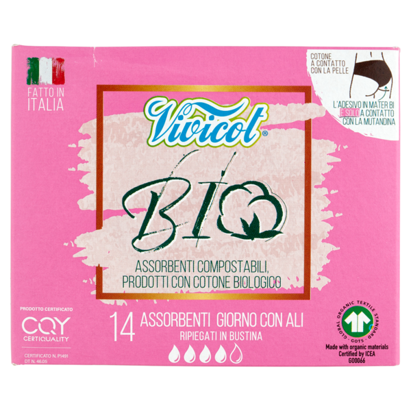 Vivicot Bio Assorbenti Giorno con Ali Ripiegati in Bustina 14 pz