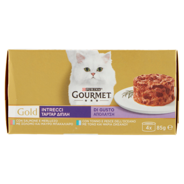 PURINA GOURMET Gold Intrecci di Gusto Salmone & Merluzzo / Tonno & Pesce dell'Oceano 4x85g
