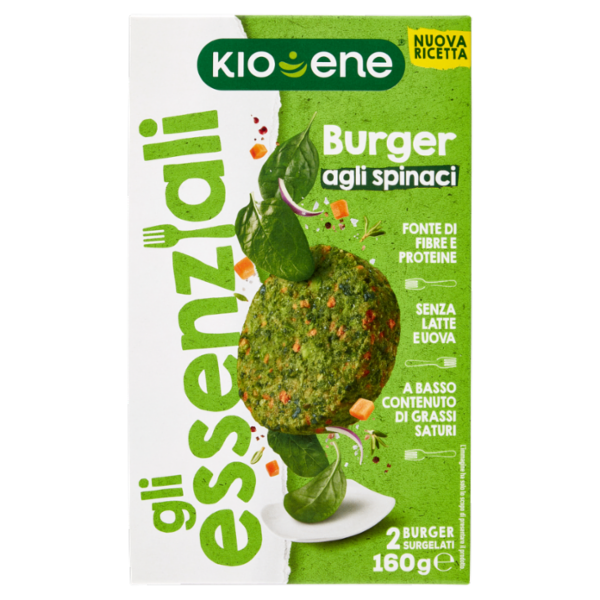 Kioene gli essenziali Burger agli spinaci 2 Burger Surgelati 160 g