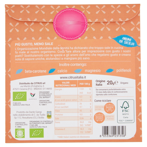 Citrus l'orto italiano Bio origano 20 g