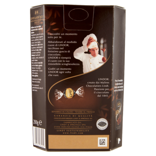 Lindt Cioccolatini Lindor Cioccolatini fondenti Scatola 70% 200 g