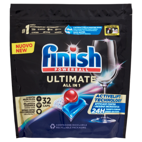 Finish Ultimate All In One Regular pastiglie lavastoviglie 32 lavaggi 412,8 gr