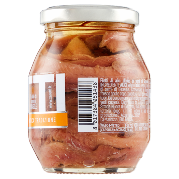Zarotti Filetti di Alici Classici in olio di semi di Girasole 140 g