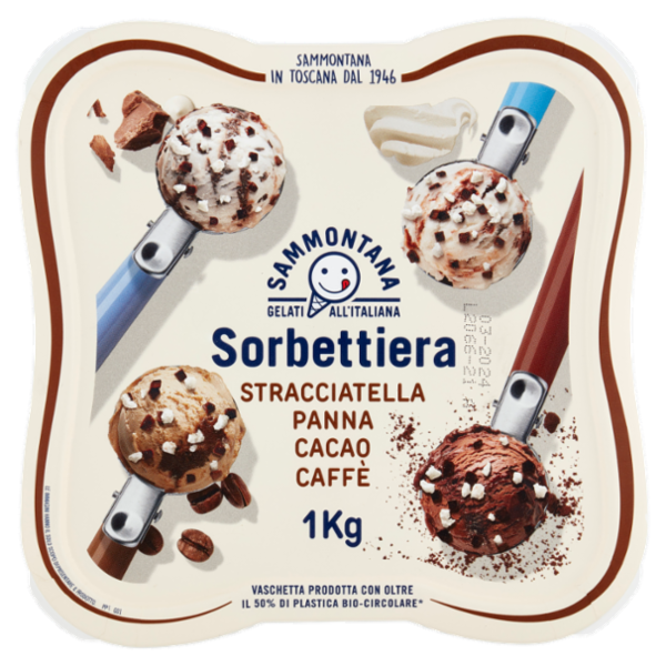 Sammontana Sorbettiera Stracciatella, Panna, Cacao, Caffè 1 Kg