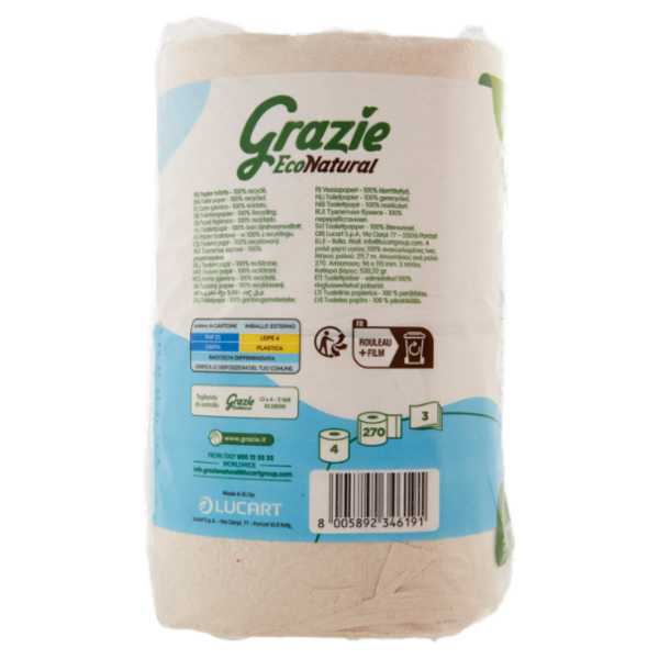 Grazie EcoNatural Extra Soft Toilet Paper 4 pz