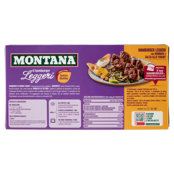 Montana 4 hamburger Leggeri surgelati 4 x 100 g