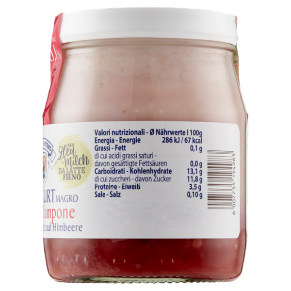 Sterzing Vipiteno bio Yogurt Magro su lampone da Latte Fieno 150 g