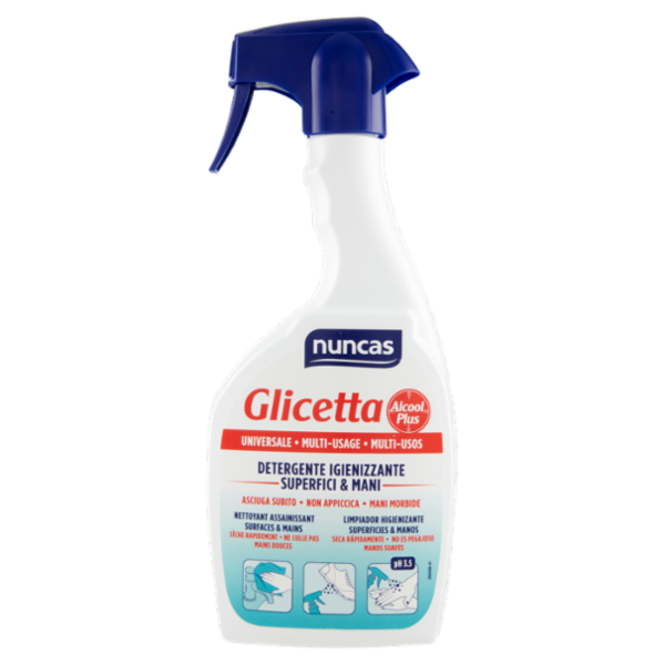 nuncas Glicetta Alcool Plus Universale Detergente Igienizzante Superfici & Mani 500 ml