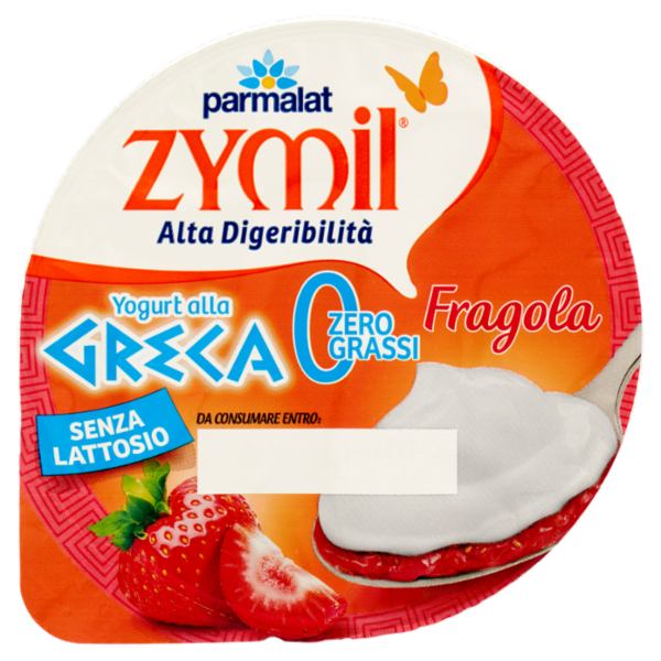 ZYMIL Alta Digeribilità Senza Lattosio Yogurt alla Greca Zero Grassi Fragola 150 g