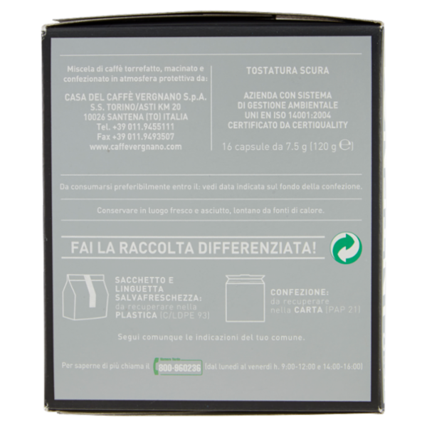 Caffè Vergnano 1882 Intenso Capsule Compatibili Lavazza a Modo Mio 16 x 7,5 g