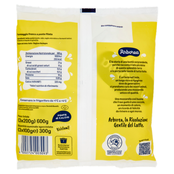 Arborea Mozzarella Fior di Latte 3 x 100 g