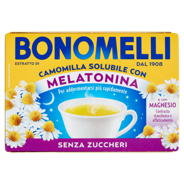 Bonomelli Estratto di Camomilla Solubile con Melatonina e con Magnesio Senza Zuccheri 16 x 4,5 g