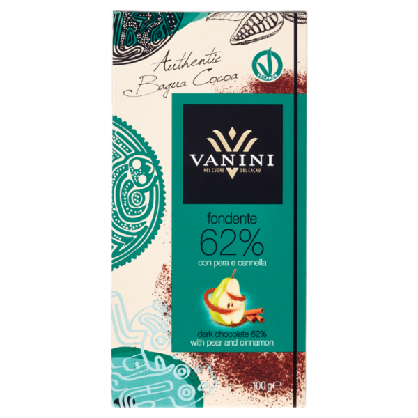 Vanini fondente 62% con pera e cannella 100 g