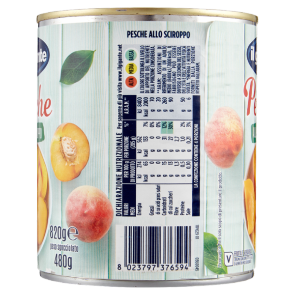 IL GIGANTE Pesche allo Sciroppo 820 g