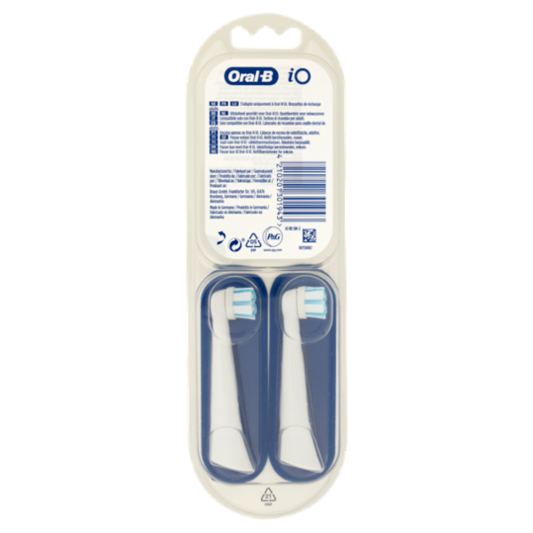 Oral-B iO Testine Ricambio Gentle Clean Bianche Spazzolino Elettrico Denti Ricaricabile, 2 Refills