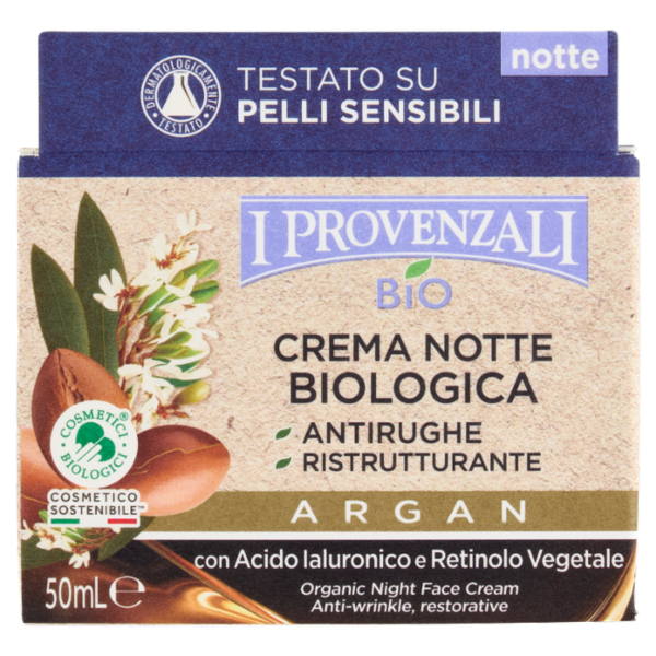 I Provenzali Bio Crema Notte Antirughe Biologica Argan 50 ml