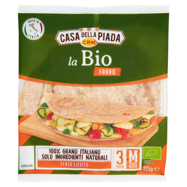 Casa della Piada la Bio Farro Formato Medio M 3 Piadine 225 g
