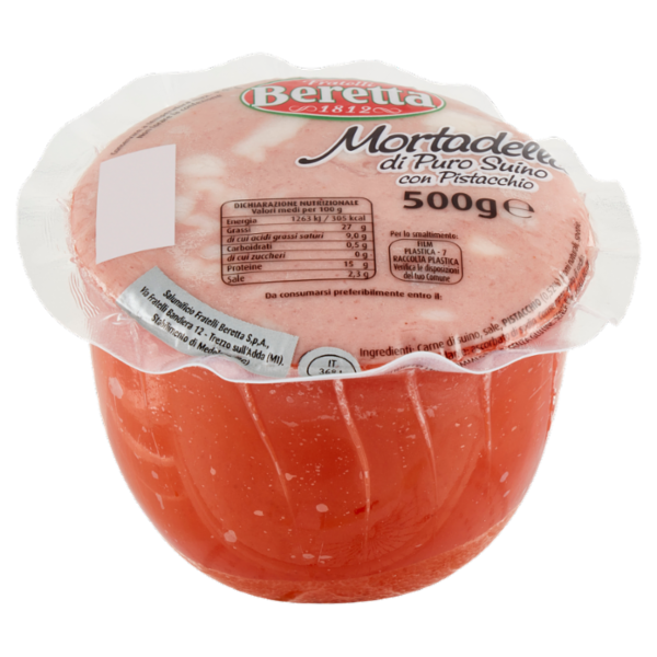 Fratelli Beretta Mortadella di Puro Suino con pistacchio 500 g