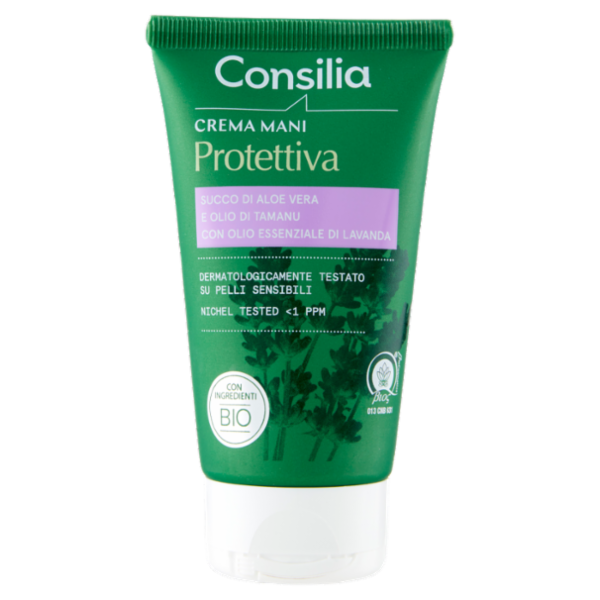 Consilia Crema Mani Protettiva Bio con Succo Aloe, Olio Tamaru e Olio Lavanda 75 ml