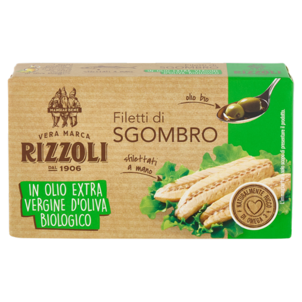 Rizzoli Filetti di Sgombro in Olio Extra Vergine d'Oliva Biologico 90 g