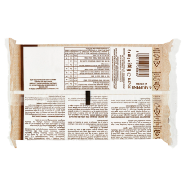 Beniamino Muffins al cacao con gocce di Cioccolato 6 x 40 g