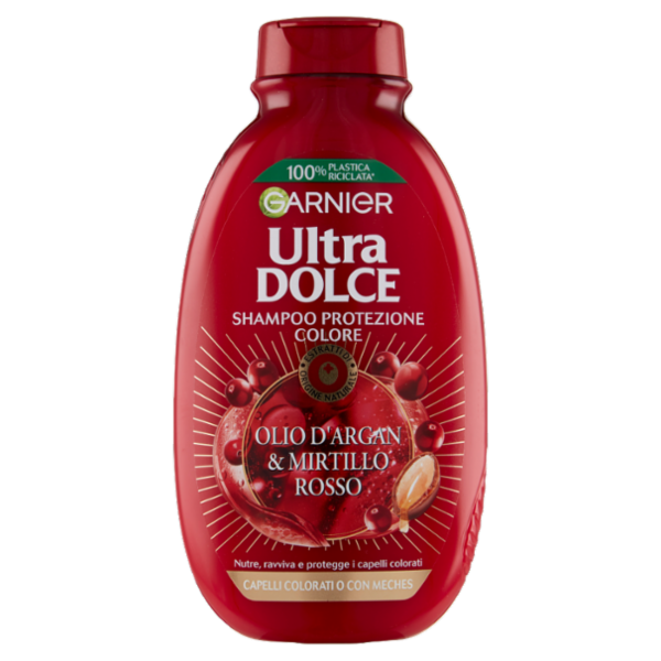 Garnier Ultra Dolce Shampoo all'Olio di Argan e Mirtillo Rosso per capelli colorati, 250 ml